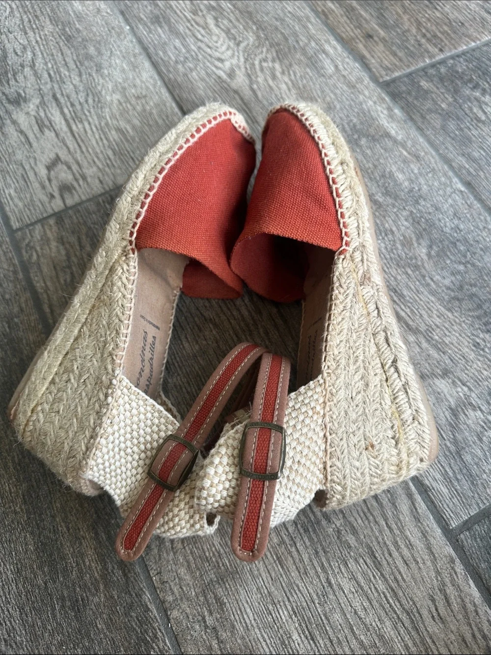 Ramoneiras Handmade in Spain Canvas Wedge Espadrilles Burnt Orange Size 37